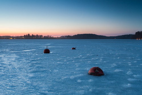 winter sunset sky lake cold ice suomi finland frozen clear bluehour buoy 2015 tuusula
