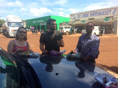 Sarah, Matt and Albert in Nyimba on the road to Katete