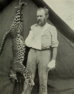 Carl Akeley with a leopard, August 1896.