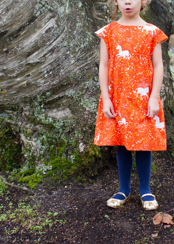 orange unicorn roller skate dress // skirt as top