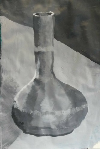 Tonal painting long-necked vase