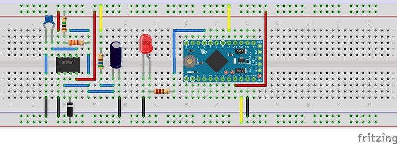Arduino 555 Watchdog Timer Circuit Breadboard Assembly