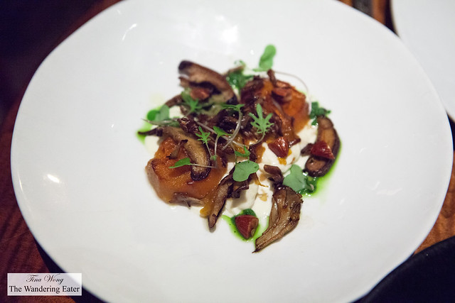 Stracciatella, Mushrooms, Sweet Potatoes and Almonds