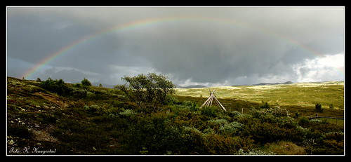 brekkeseter rainbow nature mountains høvringen rondane norway