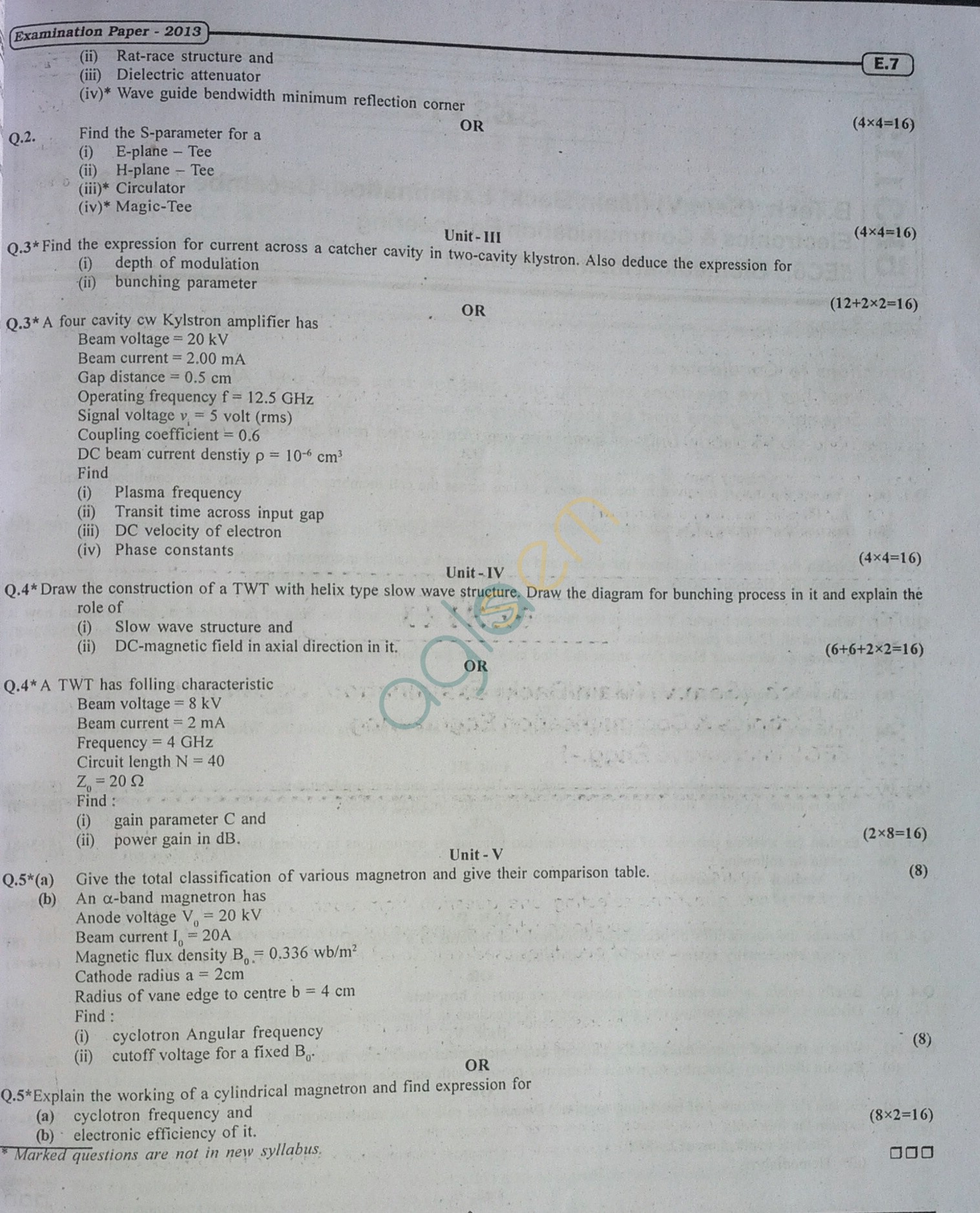 RTU: Question Papers 2013 - 5 Semester - EC - 5E3111