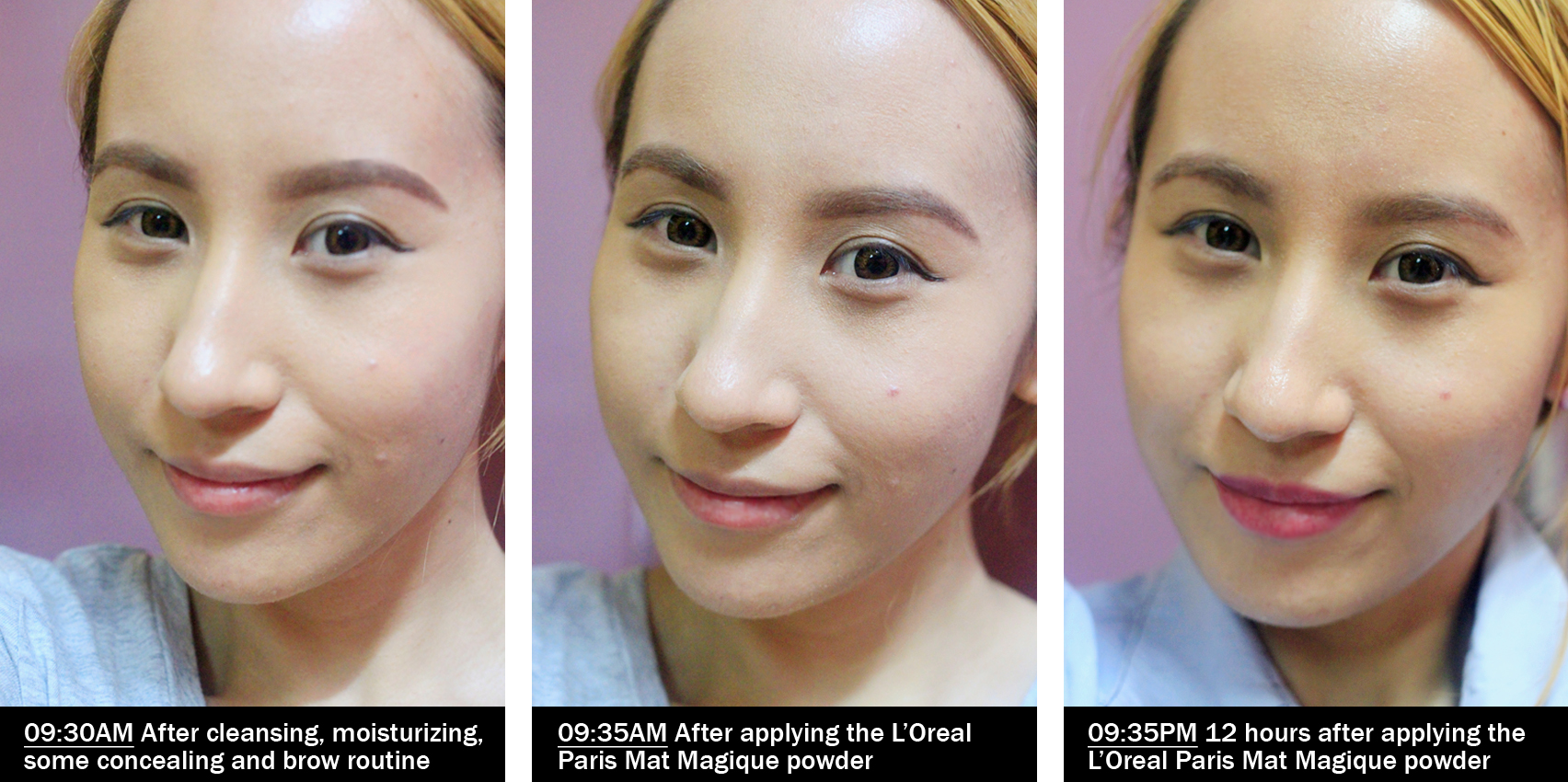 L'Oreal Mat Magique before and after application