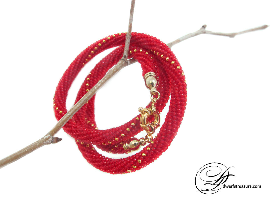 Unique hot red seeds bead statement wrap bracelet