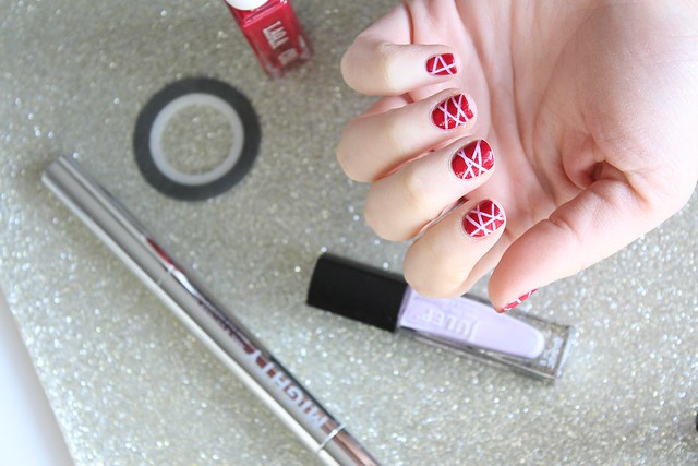 How to do a Tape Striped Manicure | Valentine's Day Nails | #LivingAfterMidnite