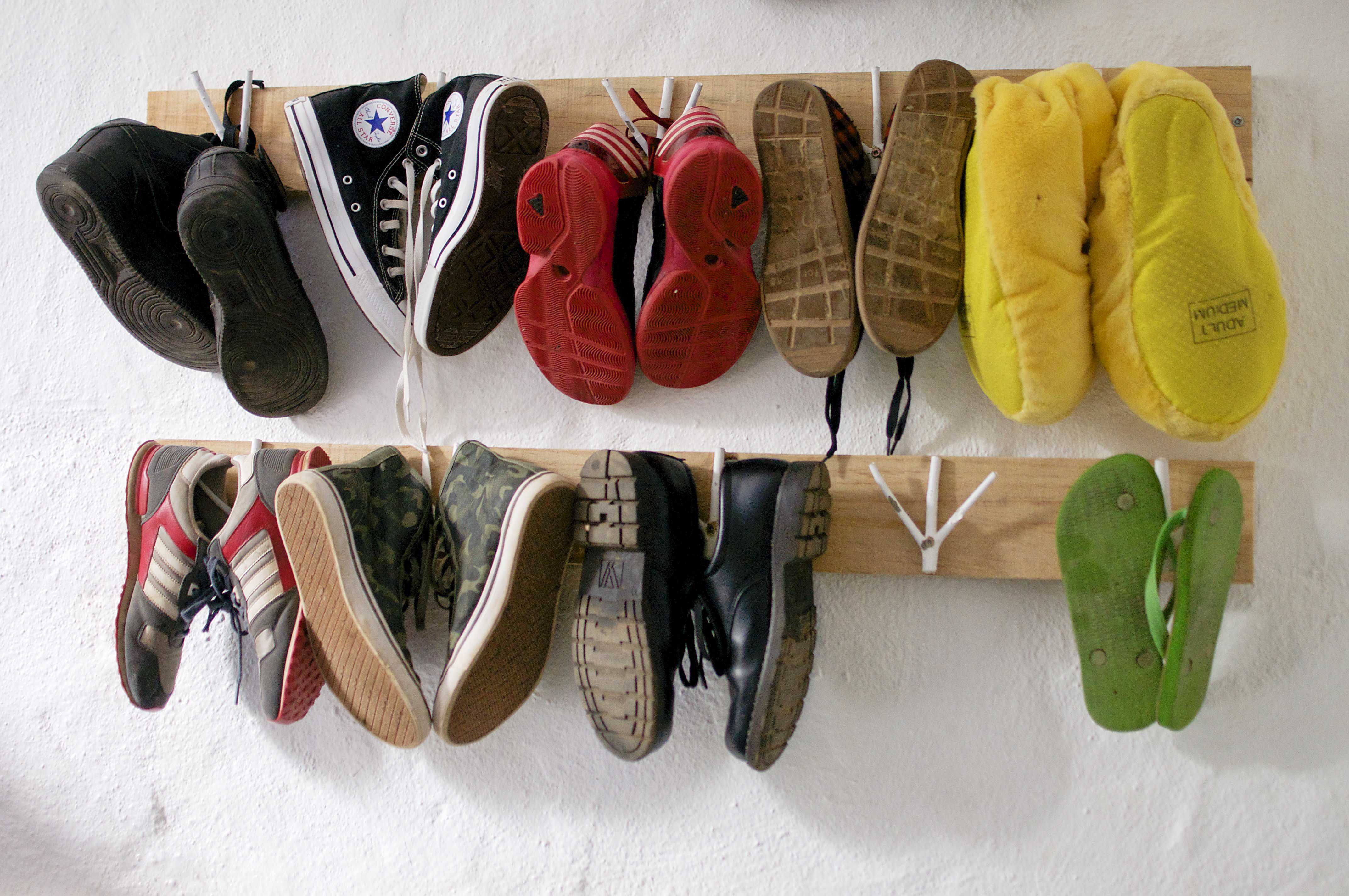 rack of shoes