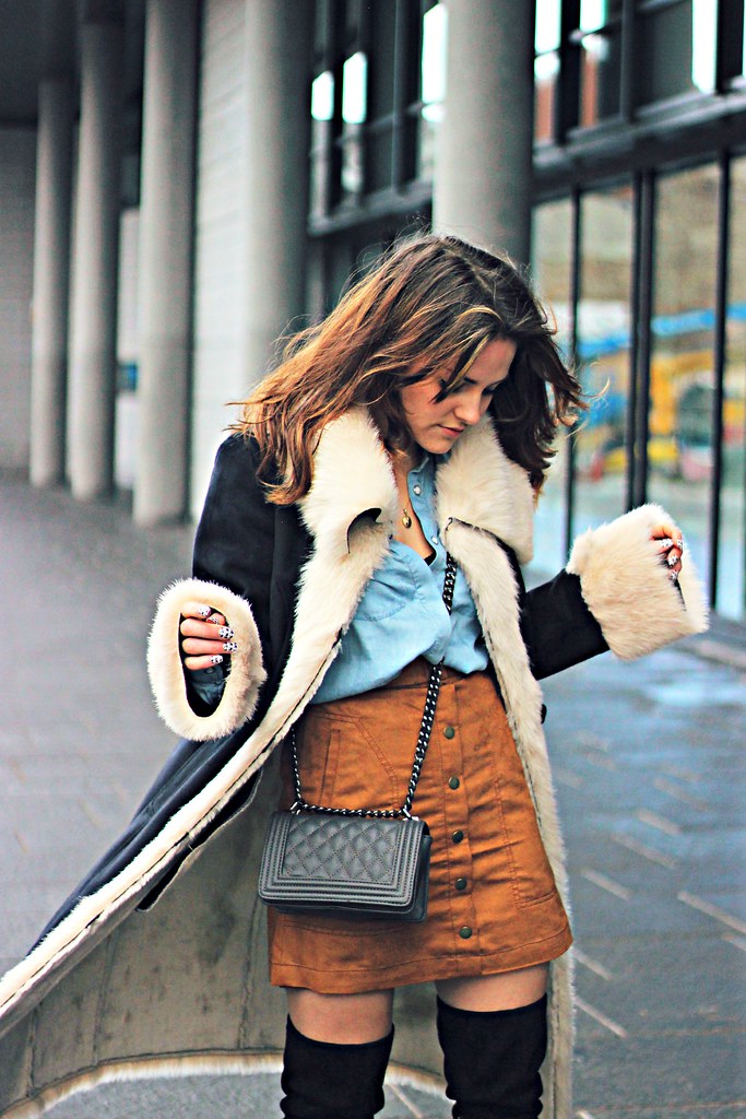 Marks and Spencer shearling and suede coat 3