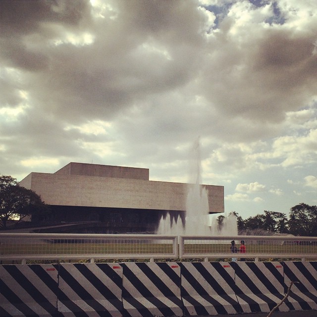 I love it when they turn on the fountains at the CCP. Barricades are already up in time for the papal visit! #Manila