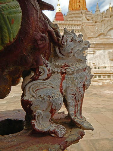 Bagan Temple as Seen Through the Lion Dog Bell