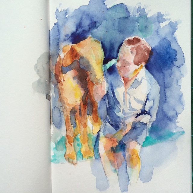 Watercolour painting by Ako Lamble "Mike and Henry" Process3