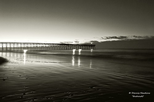 ocean usa beach water sunrise dawn pier scenic northcarolina shore vista oceanisle brunswickcounty thahawk