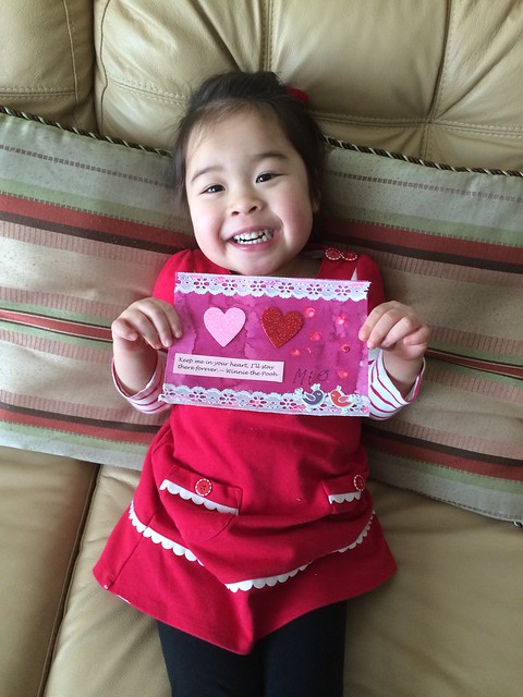 Mio with her Valentine's card for us