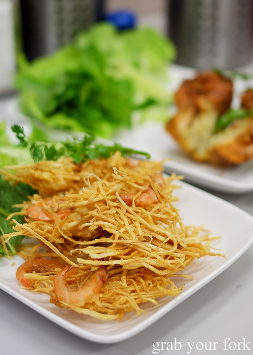 Banh tom shrimp and sweet potato fritter at Banh Cuon Kim Thanh, Bankstown