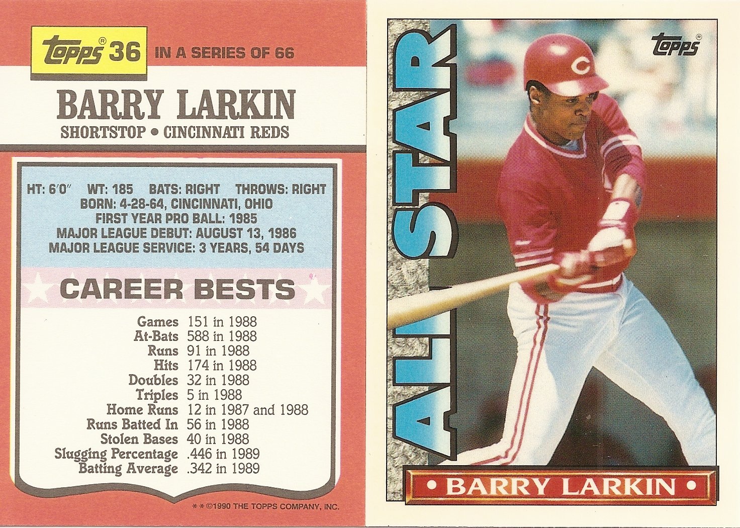 #HL_#7L 1994 RED FOLEY card BARRY LARKIN REGGIE SANDERS 