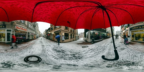 schnee winter red panorama snow rot umbrella 360 dortmund 360° schirm equirectangular hörde strase ehcsimred dermische alfredtrappen