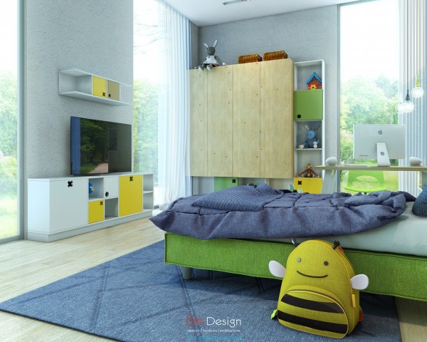Phòng cho trẻ em với nội thất đầy màu sắc
