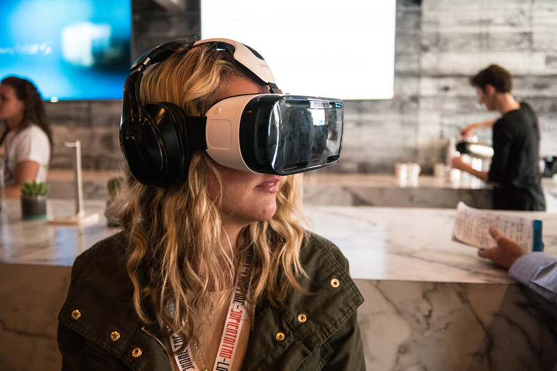Woman Using a Samsung VR Headset at SXSW