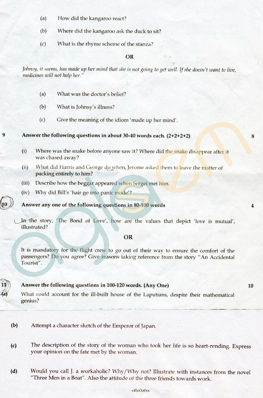 Cbse Class 09 Sa2 Question Papers English 