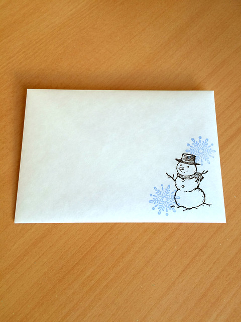 ハトロン紙で雪だるまの封筒を作成する Atelier Secret Response