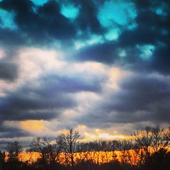 Midwestern skies.  #sunset #cloudporn #trees #illinois
