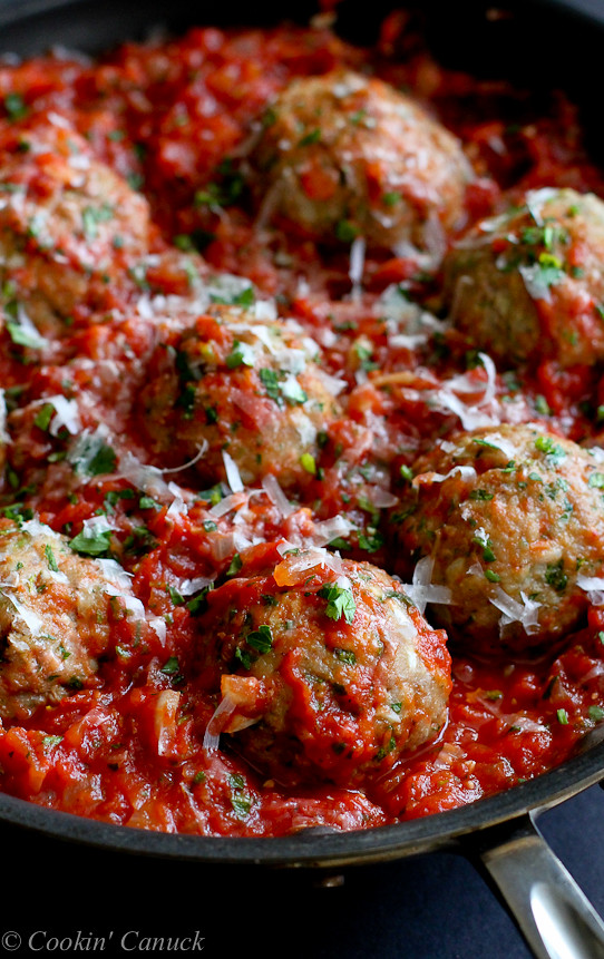Italian Turkey Meatballs in Tomato Sauce Recipe | Cookin ...