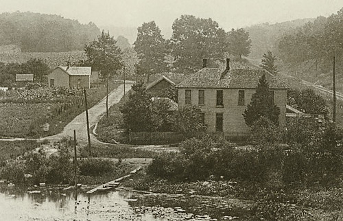 houses people usa man men history industry station buildings boats factory barns lakes indiana trains streetscene transportation pedestrians depot roads residential businesses railroads realphoto casscounty lakecicott hoosierrecollections