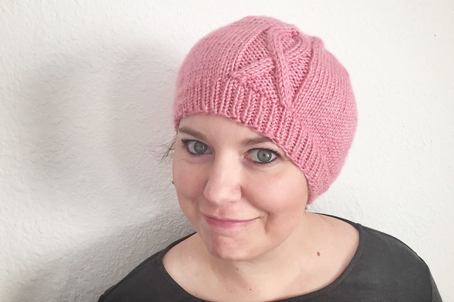 Pink ribbon knit hat