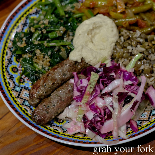 Lamb kafta and salad plate at The Black Groodle, Ultimo