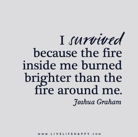 I survived because the fire inside me burned brighter than the fire around me. - Joshua Graham