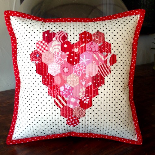 Quilted Heart Hexagon Pillow