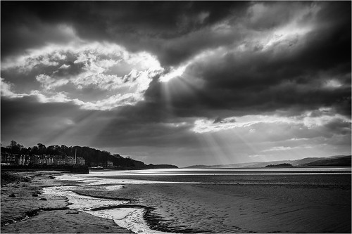 england blackandwhite beach monochrome clouds mono coast moody coastal shore cumbria lowtide crepuscular davegreen arnside kentestuary oyphotos fuji1855mm fujixt1 ©oyphotos
