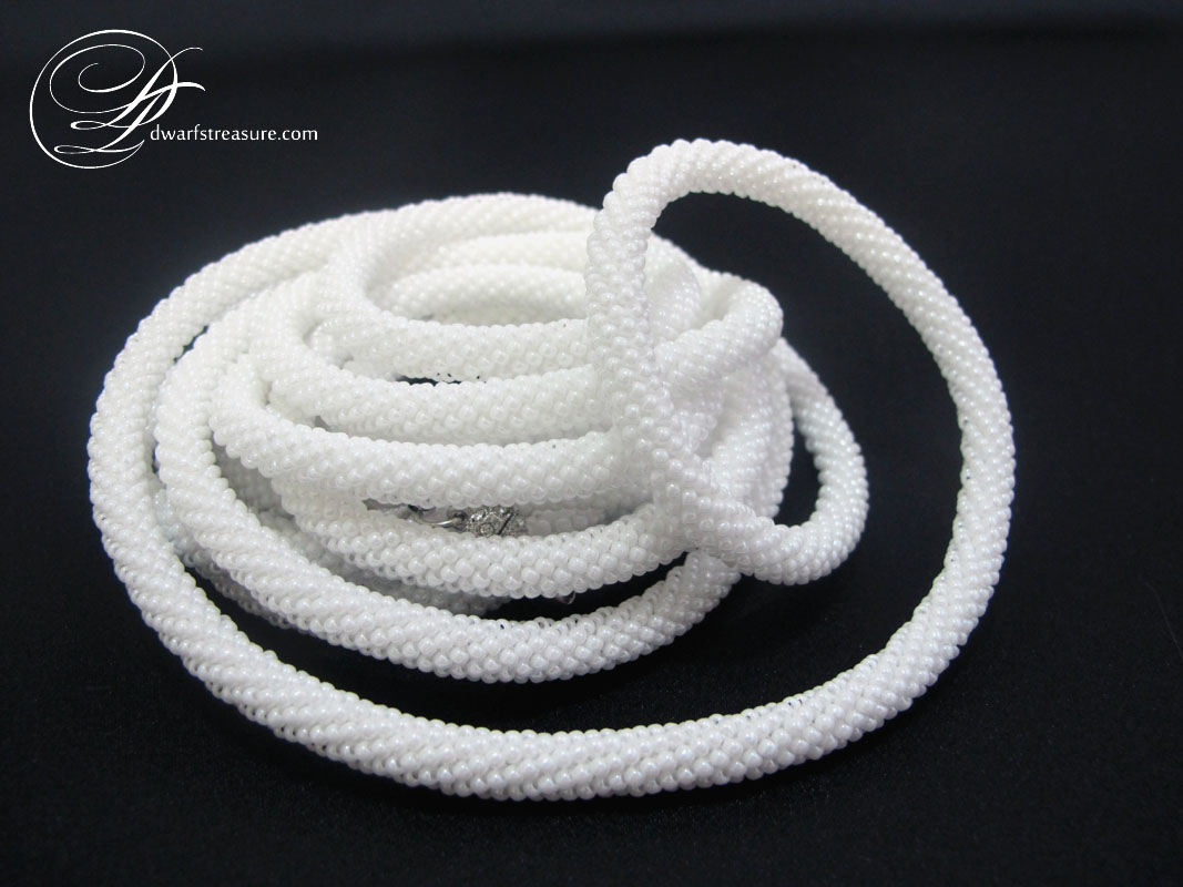 White beaded crochet rope