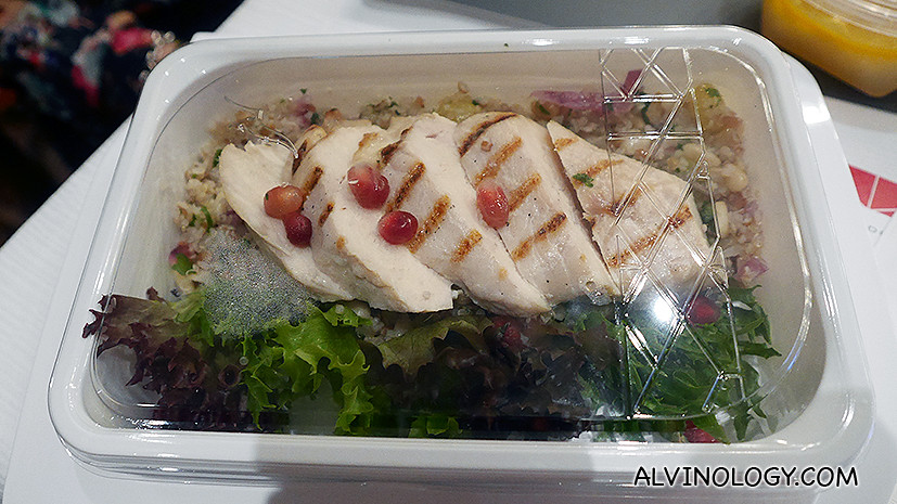 Grilled chicken salad with quinoa and pomegranate