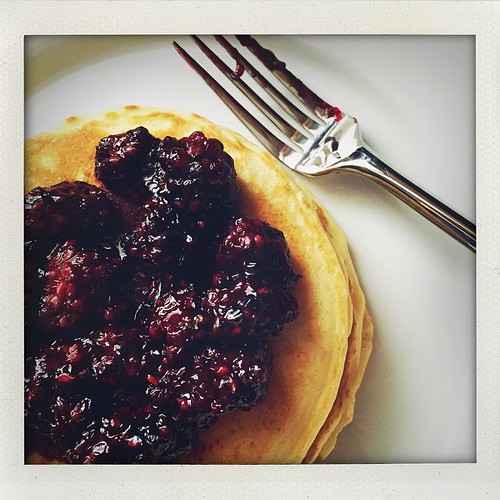 blackberry pancakes for breakfast at home this morning