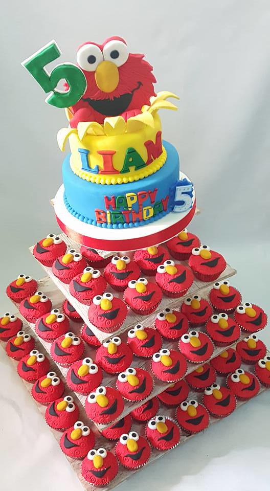 Furry Red Elmo Themed Cake & Cupcakes by Em's Cake Avenue