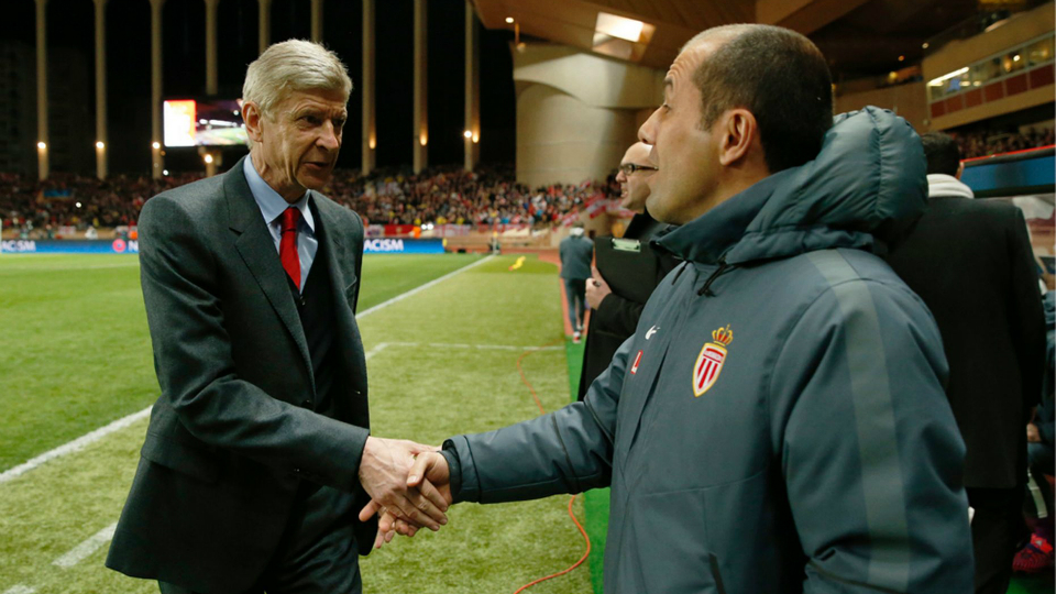 150317_FRA_Monaco_v_Arsenal_0_2_Arsene_Wenger_POR_Leonardo_Jardim_shake_hands_LHD