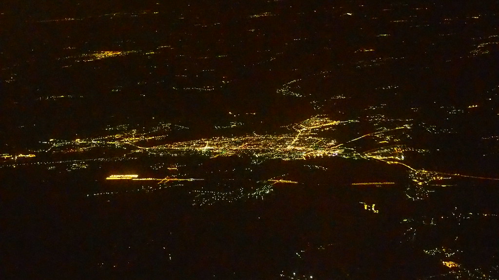 Kolomna night aerial photo