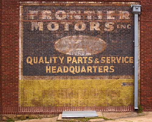 old oklahoma sign vintage advertisement ghostsign pawnee frontiermotors exforddealership excardealership