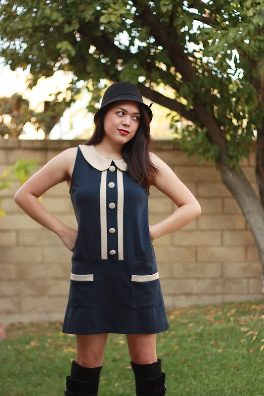 Modcloth mod 60s shift dress with Seychelles boots and cloche hat by Sweets and Hearts