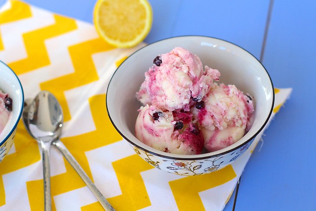 Lemon Frozen Yogurt with Blueberry Swirl - Island Bakes