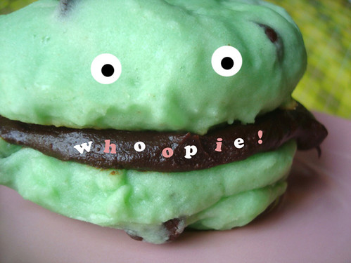 Mint chocolate chip whoopie pies