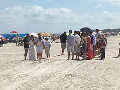 Who doesn't like a wedding on the beach...with 30 mph wind gusts...and a thousand degrees #herecomesthebride #wedding #hiltonhead #hiltonheadisland #beach #itssohot #beachwedding
