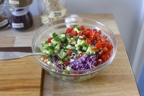 a tomato-cucumber salad relish