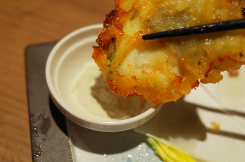 red sea bream tempura with perilla salt