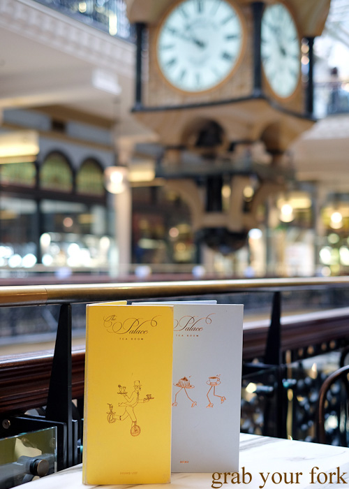 The Palace Tea Room menus and the QVB clock, Sydney