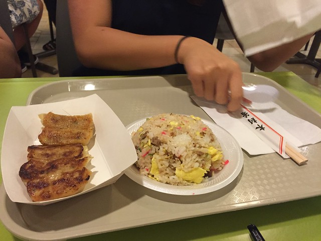 Fast food, gyoza and fried rice