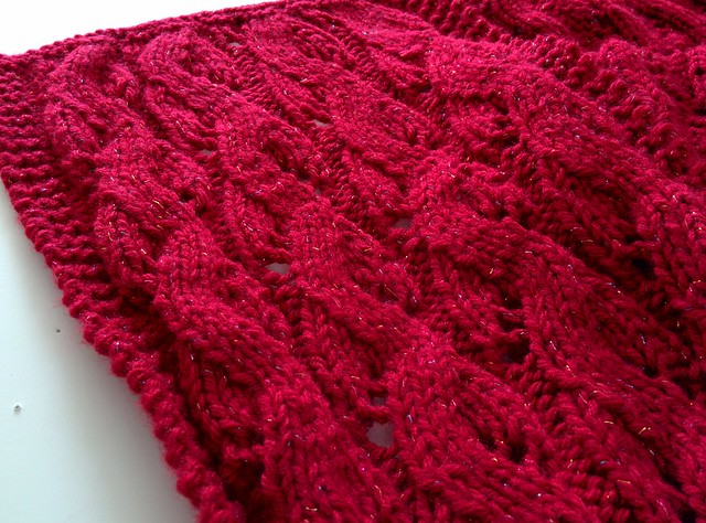 Close-up on the pattern of the scarf.